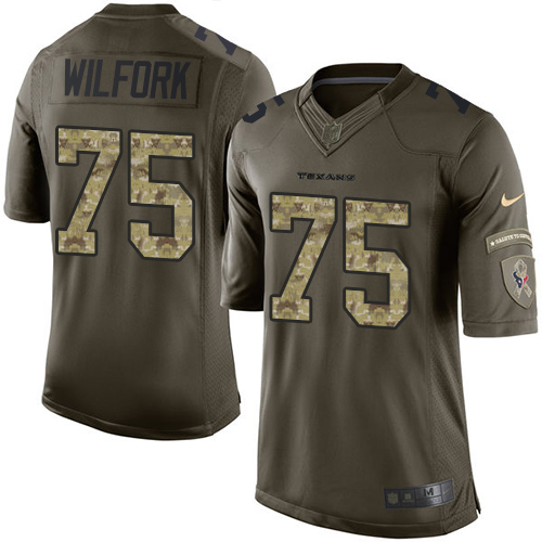 Men's Elite Vince Wilfork Nike Jersey Green - #75 Salute to Service NFL Houston Texans